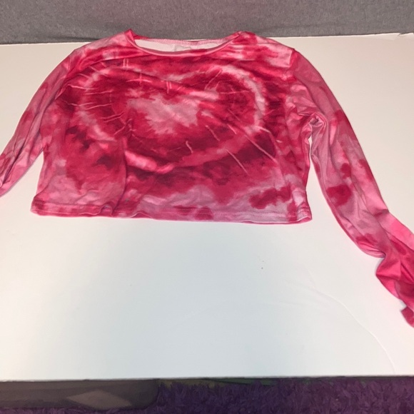 Tops - Women's Pink Tie-Dye Long Sleeve crop Top